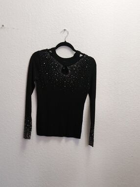 Olivers Black Long-Sleeve Top with Rhinestone Accents